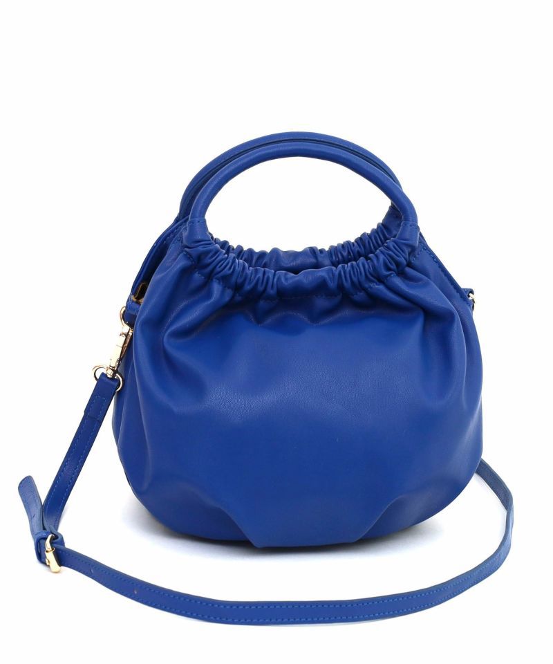 日本 COOCO - 2WAY柔軟皮革豆形手提小包/側背包-淺灰杏 (W14*H20*D12cm)