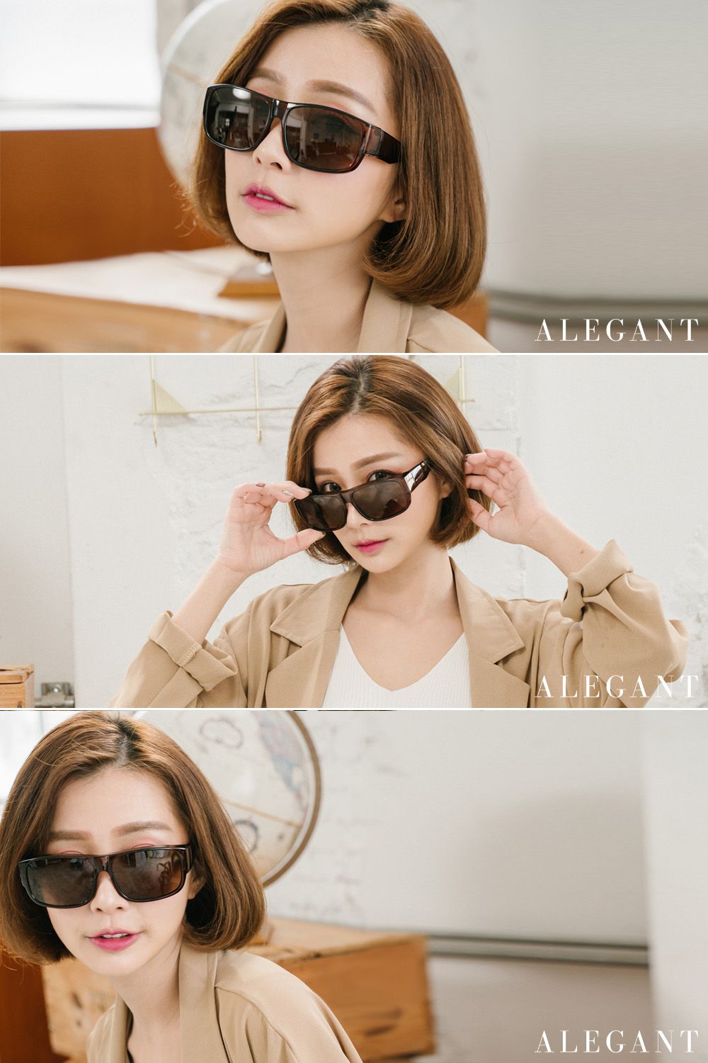 ALEGANT - 輕奢祕魯棕方框全罩式偏光墨鏡│外掛式UV400太陽眼鏡包覆套鏡│車用太陽眼鏡│近視可戴外掛寶麗來墨鏡