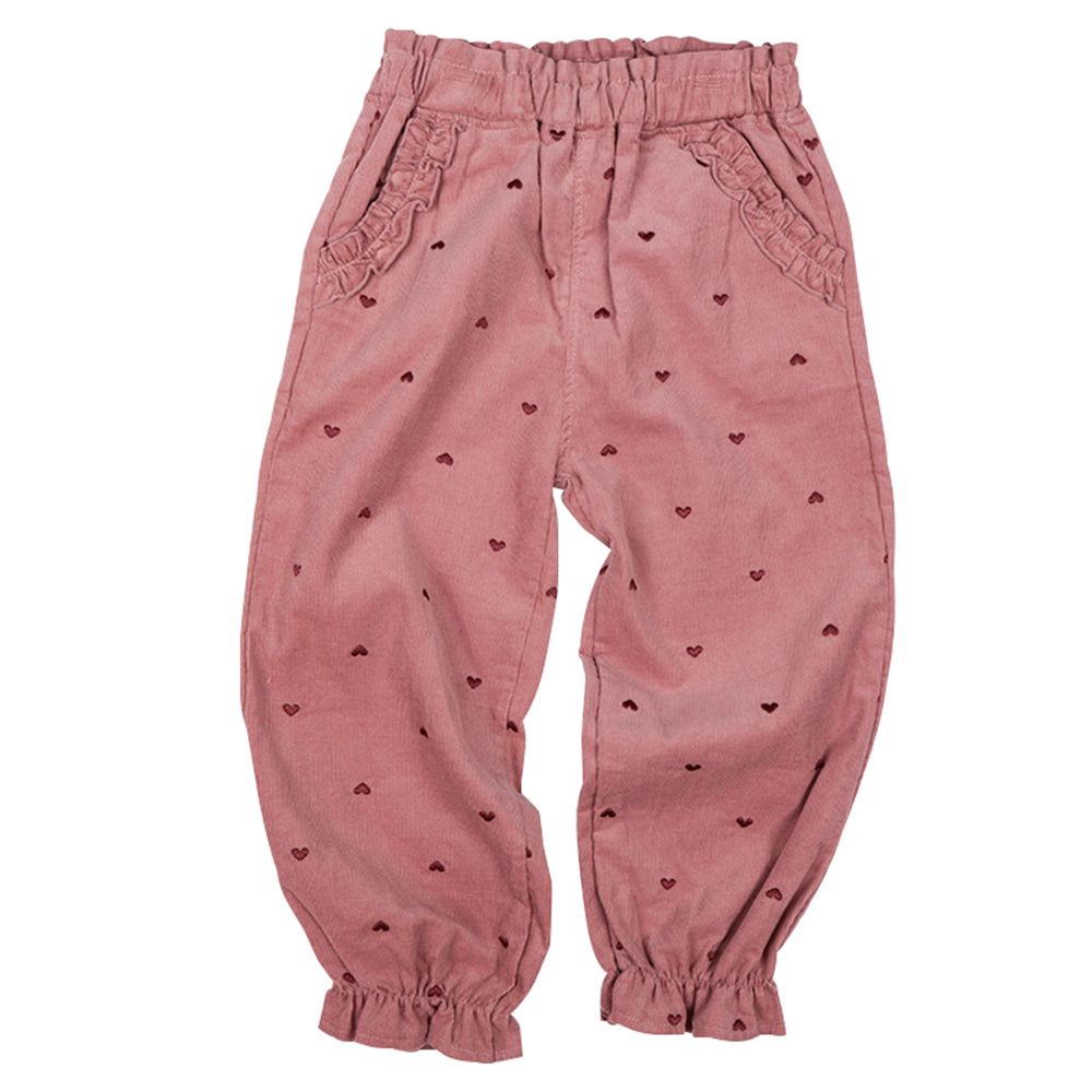 10分褲-荷葉邊 燈心絨-粉紅色