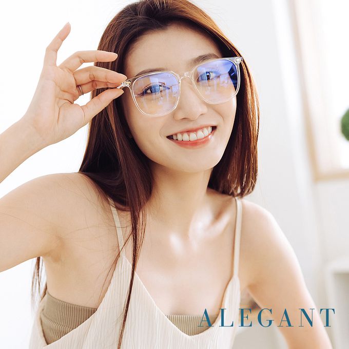 ALEGANT - 輕感舒適質感TR90輕量空輕透方框UV400濾藍光眼鏡