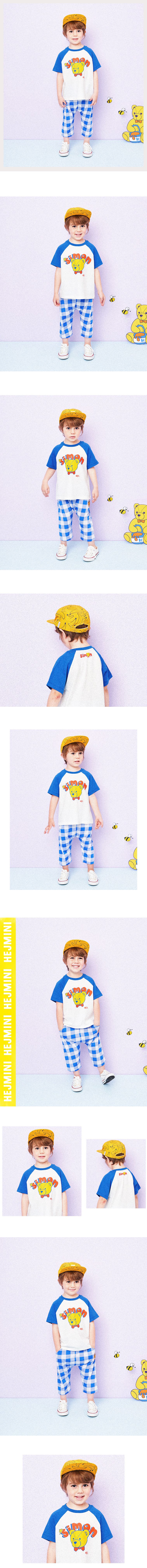 韓國 HEJMINI - 熊熊娃娃拼接色T