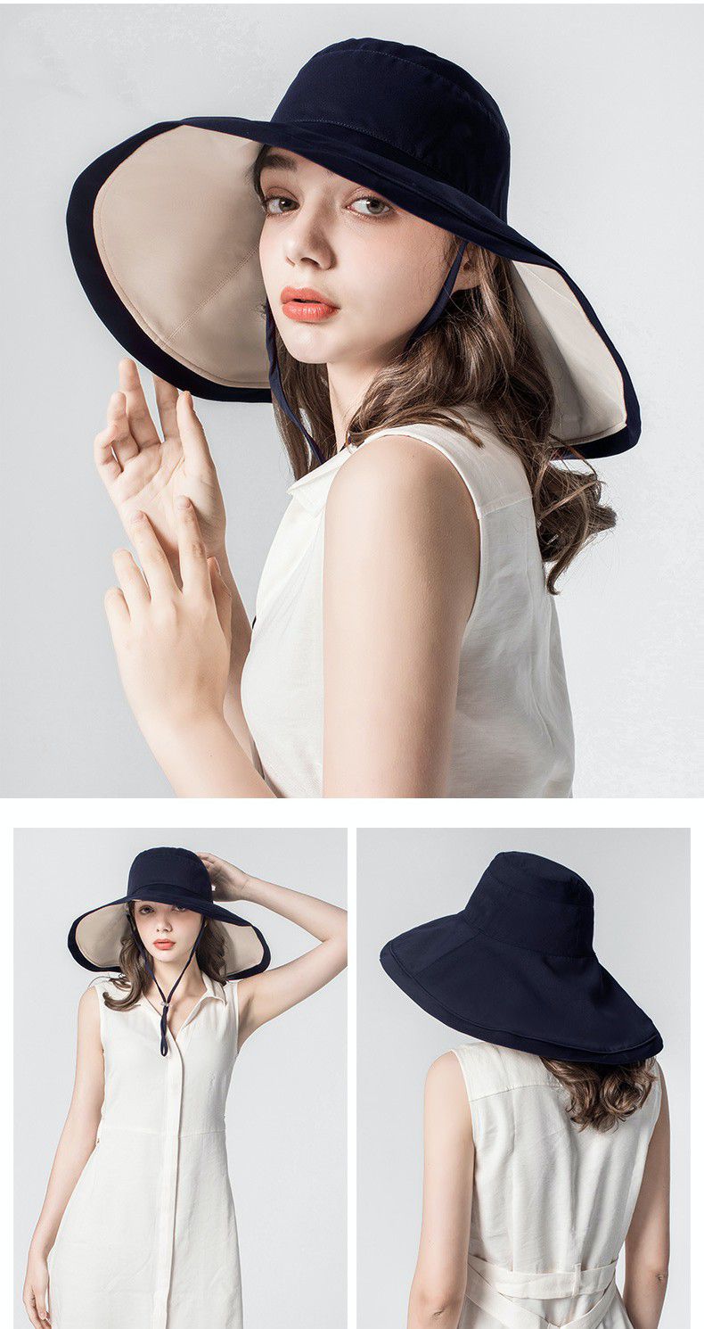 抗UV大帽沿防曬遮陽帽-氣質灰