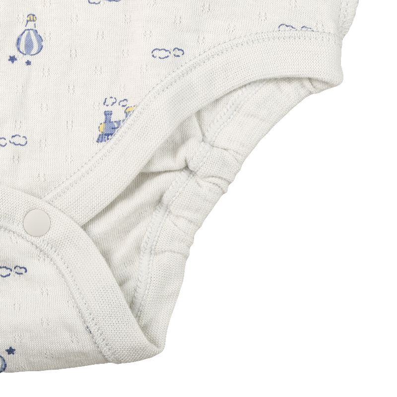 akachan honpo - 長袖前開式包屁衣-鬆軟棉-淺藍色