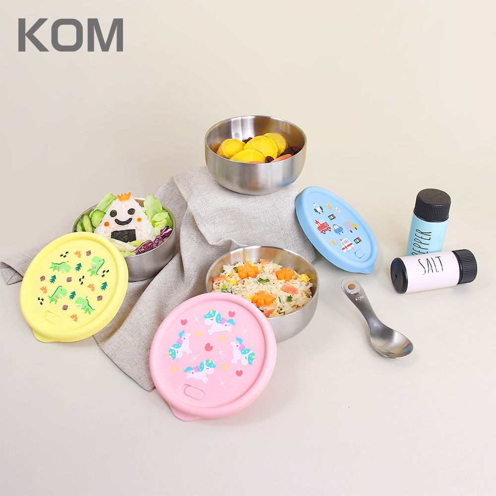 童趣系列｜雙層不鏽鋼矽膠密封兒童隔熱碗11.5cm-汽車-藍色 (汽車)