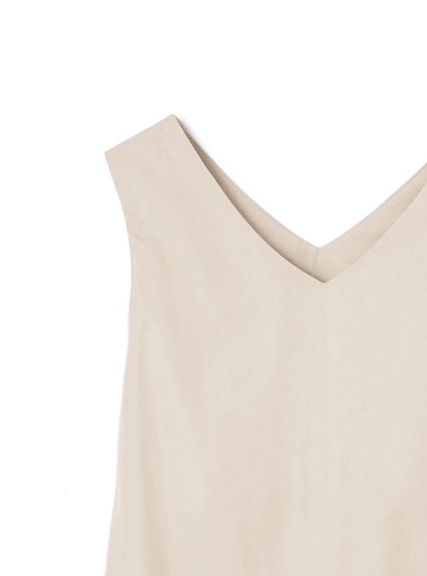 日本 GRL - 聯名款 極簡清爽V領無袖洋裝-簡約黑