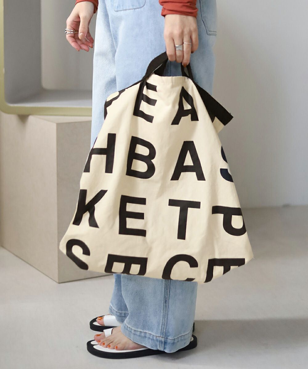 日本 Bab - [日雜推薦] 簡約字母帆布袋/托特袋-米杏