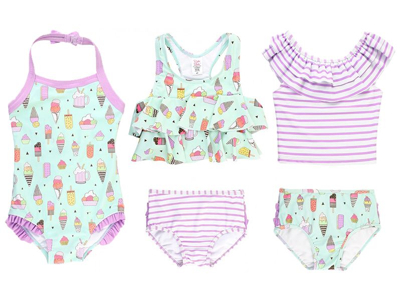 美國 RuffleButts - 小女童UPF 50+防曬無袖連身泳裝-夏日派對