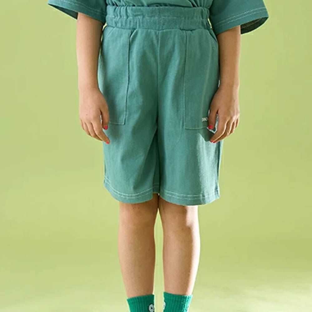 柔軟舒適縫線短褲-綠