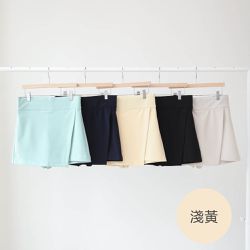 韓國女裝連線 - VETICA 韓製顯瘦小腹收收短片裙褲-淺黃