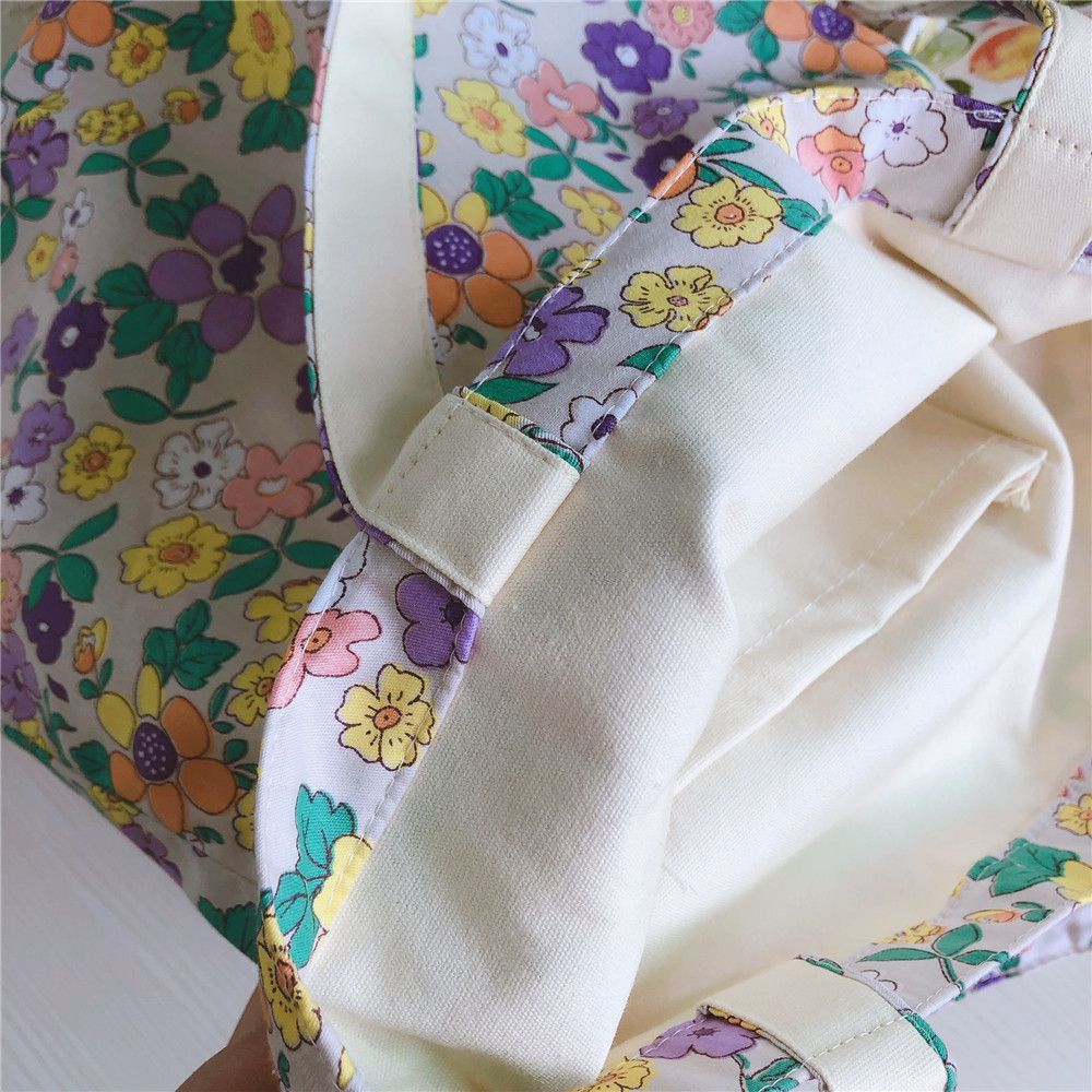 清新單肩手提帆布袋-彩色花果 (37*35cm)