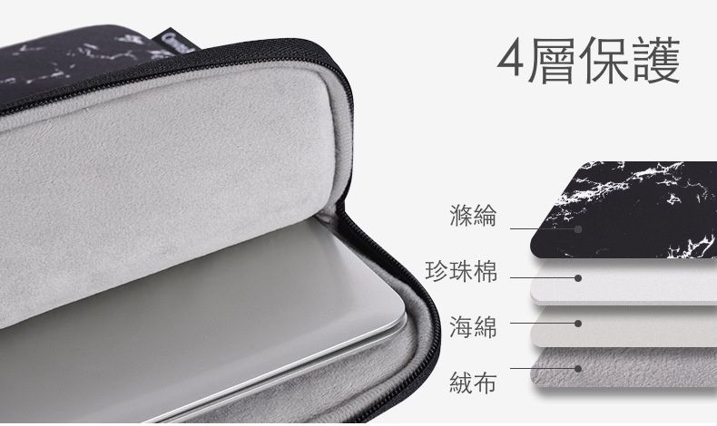 防潑水手提式電腦包-大理石花紋-白色