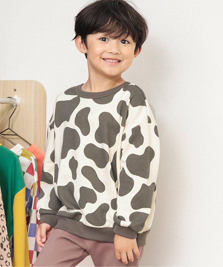 日本 BREEZE - 正反OK！裏毛印花長袖上衣-棋盤格-彩色