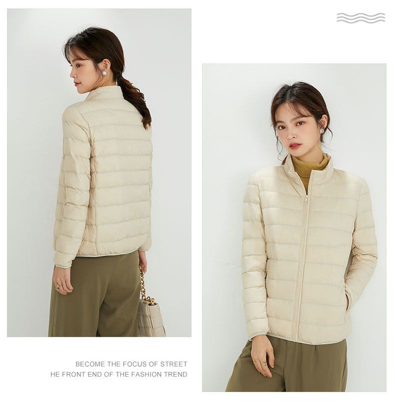 成人輕薄立領羽絨外套(女款)-淺灰色
