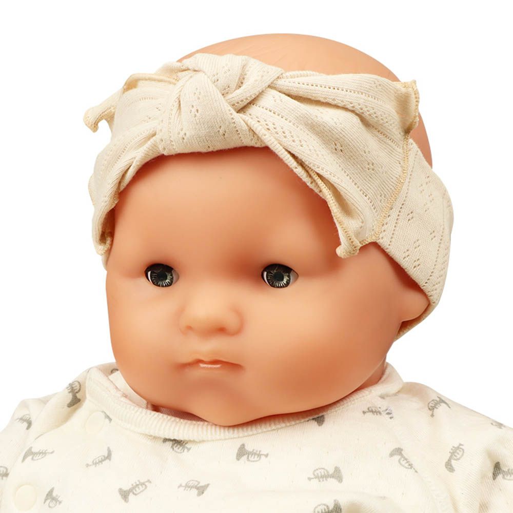 髮帶-鏤空針織-象牙白色 (44～48cm)