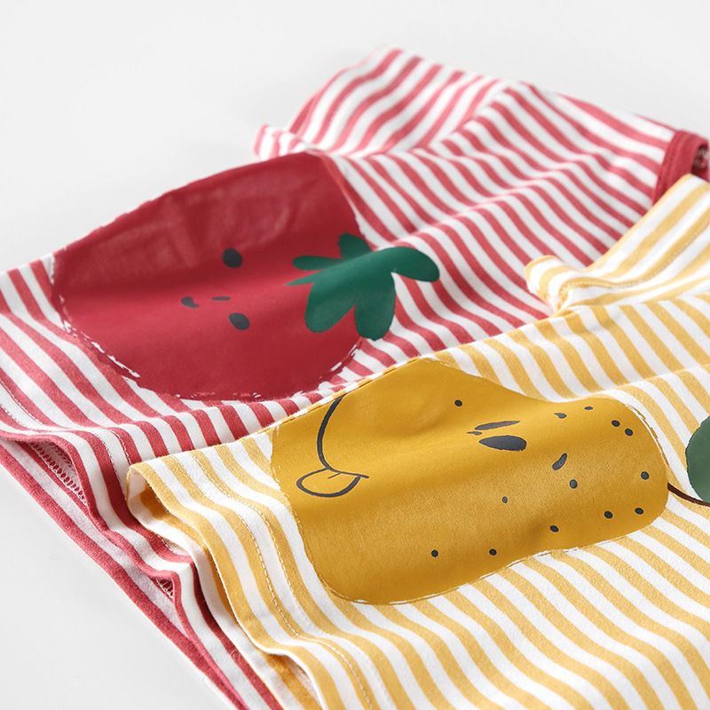 條紋短袖上衣-微笑番茄-紅+白