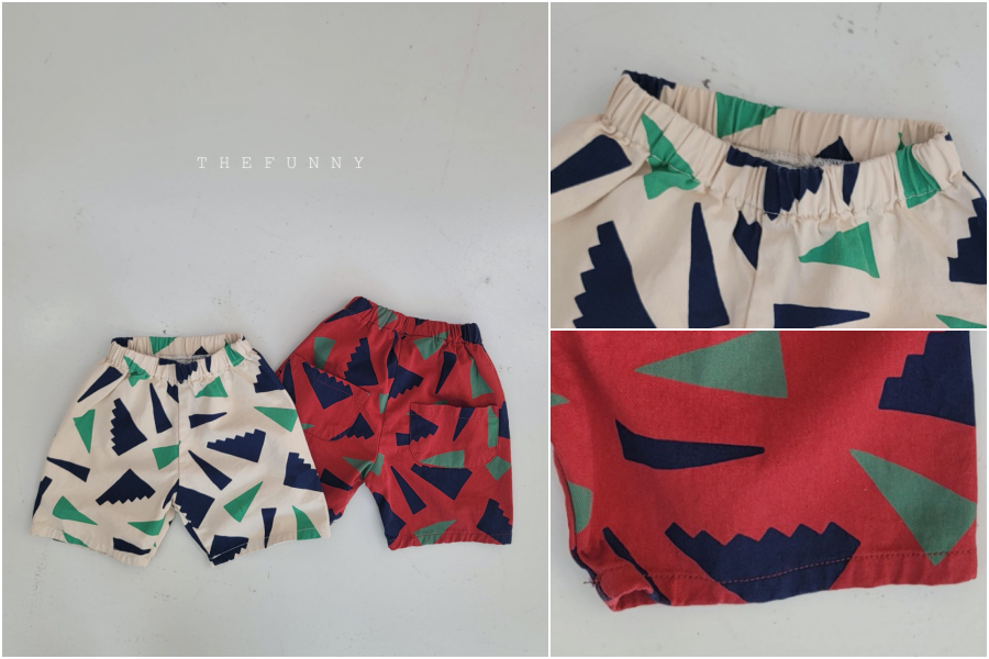 韓國 The Funny - 幾何圖形短褲-淺杏