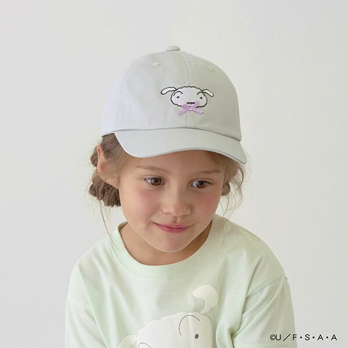 日本 Lycee mine - 聯名款 卡通人物小白刺繡鴨舌帽-綠 (54cm)