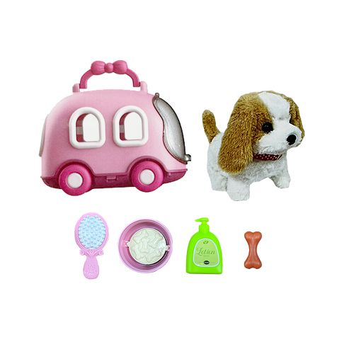 可愛電動寵物-小狗 附寵物行李箱粉色