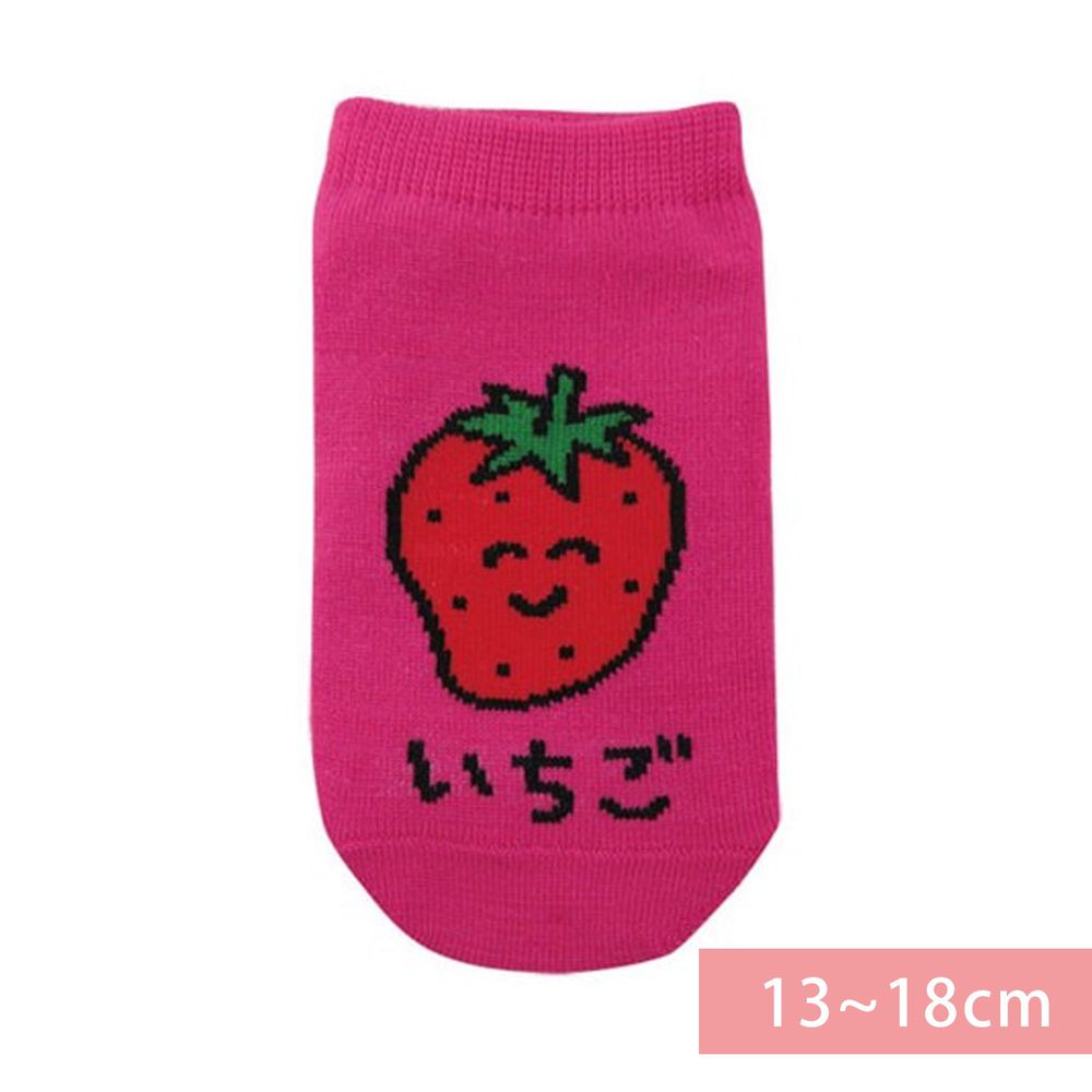日本 OKUTANI - 童趣日文插畫短襪-草莓-粉 (13-18cm(3-6y))