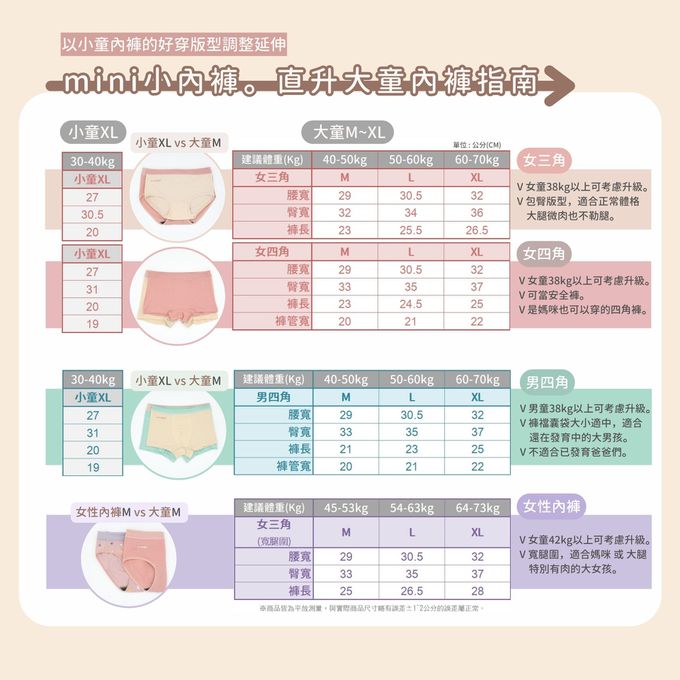 minihope美好的親子生活 - 銀纖維抗菌內褲-女四角(大童40-70kg)-珊瑚粉