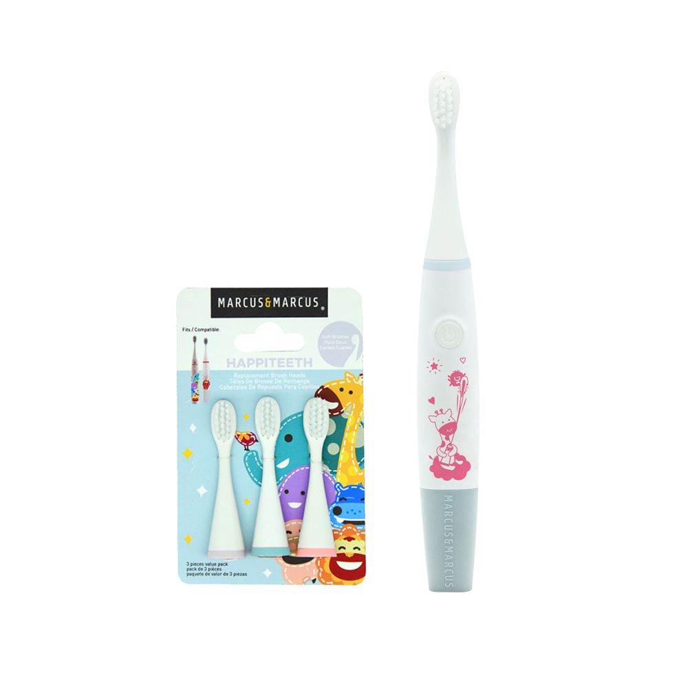 MARCUS＆MARCUS - 兒童音波電動牙刷時尚2件組-粉(時尚電動牙刷+補充刷頭)