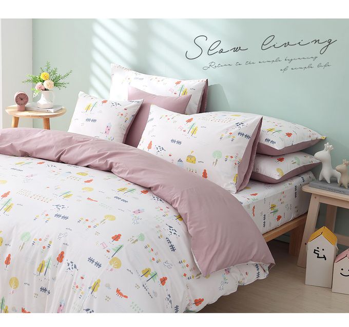 鴻宇 HongYew - 雙人加大床包枕套組 美國棉授權品牌-小農場-米