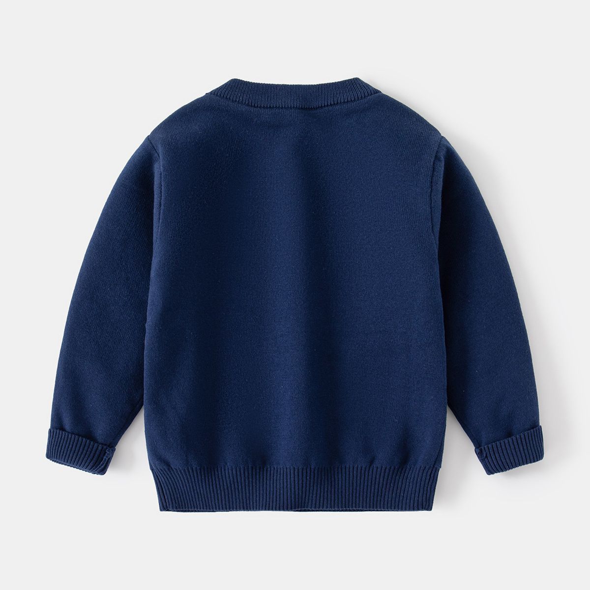 WELLKIDS - 圓領長袖針織毛衣-長頸龍-深藍色