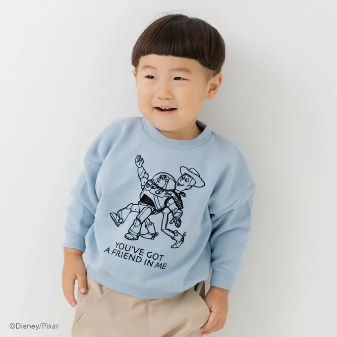 日本 Chil2 - 限定聯名 縮口印花長袖上衣-玩具總動員-飛向宇宙-炭灰