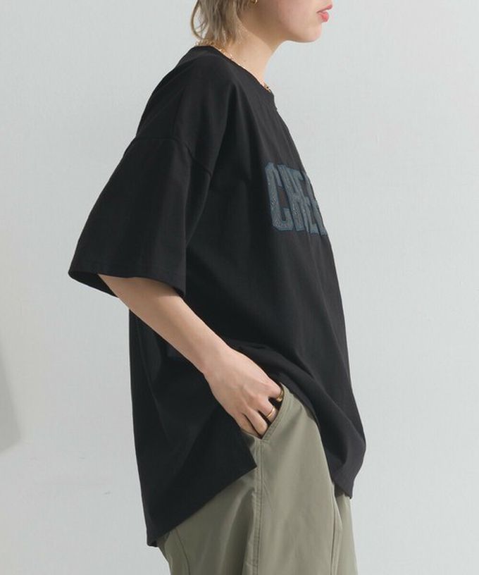 日本 le colis - 天竺棉蕾絲CHEER落肩短袖上衣-灰棕