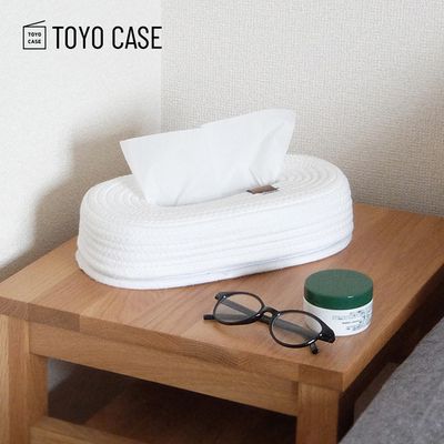 日本TOYO CASE - 北歐編織風面紙盒收納套-米白