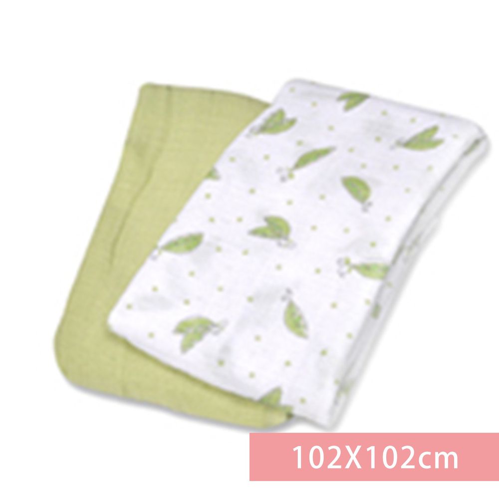 Summer Infant - 輕量細棉紗布寶寶毯2入組-甜蜜豌豆-適用年齡：新生兒起皆適用
