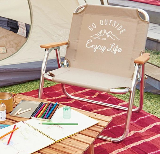 日本CAPTAIN STAG - 戶外露營鋁合金折疊單人椅 (黑色)