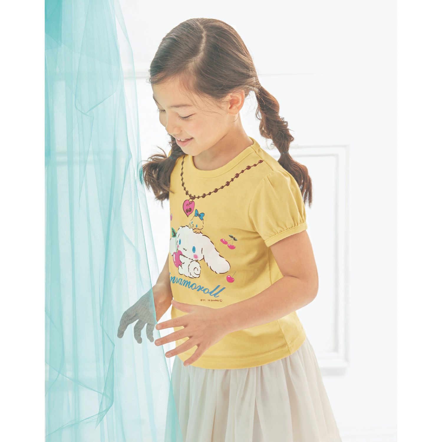 日本千趣會 - 三麗鷗公主袖天竺棉短T-Kitty側背包-水藍