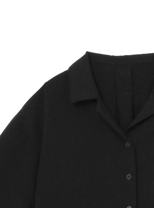 日本 GRL - 率性翻領排釦短袖襯衫/外套-黑