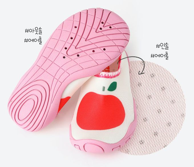 韓國 OZKIZ - 洞洞輕量/防滑兒童沙灘鞋/戲水鞋-紅蘋果