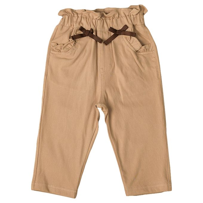 akachan honpo - 10分褲-口袋荷葉邊-淺卡其色