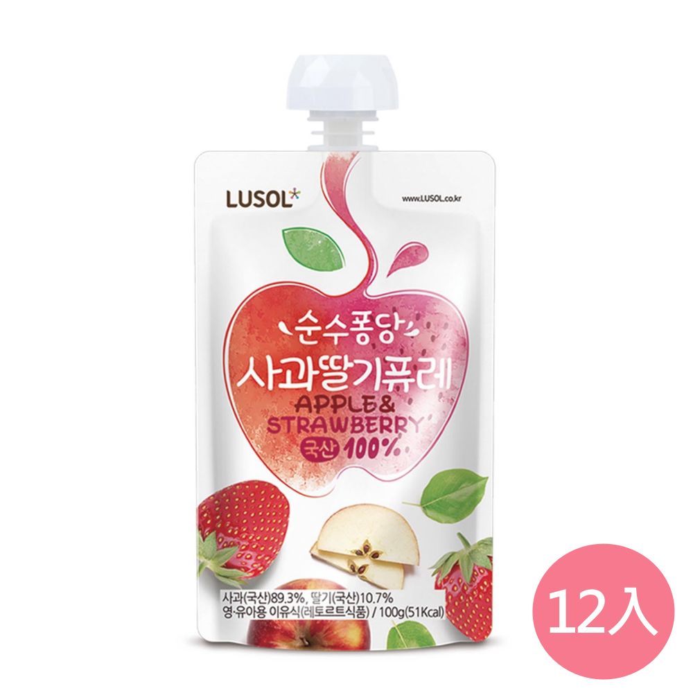 韓國 LUSOL - 水果泥(4m+) (草莓蘋果)-100mlX12袋