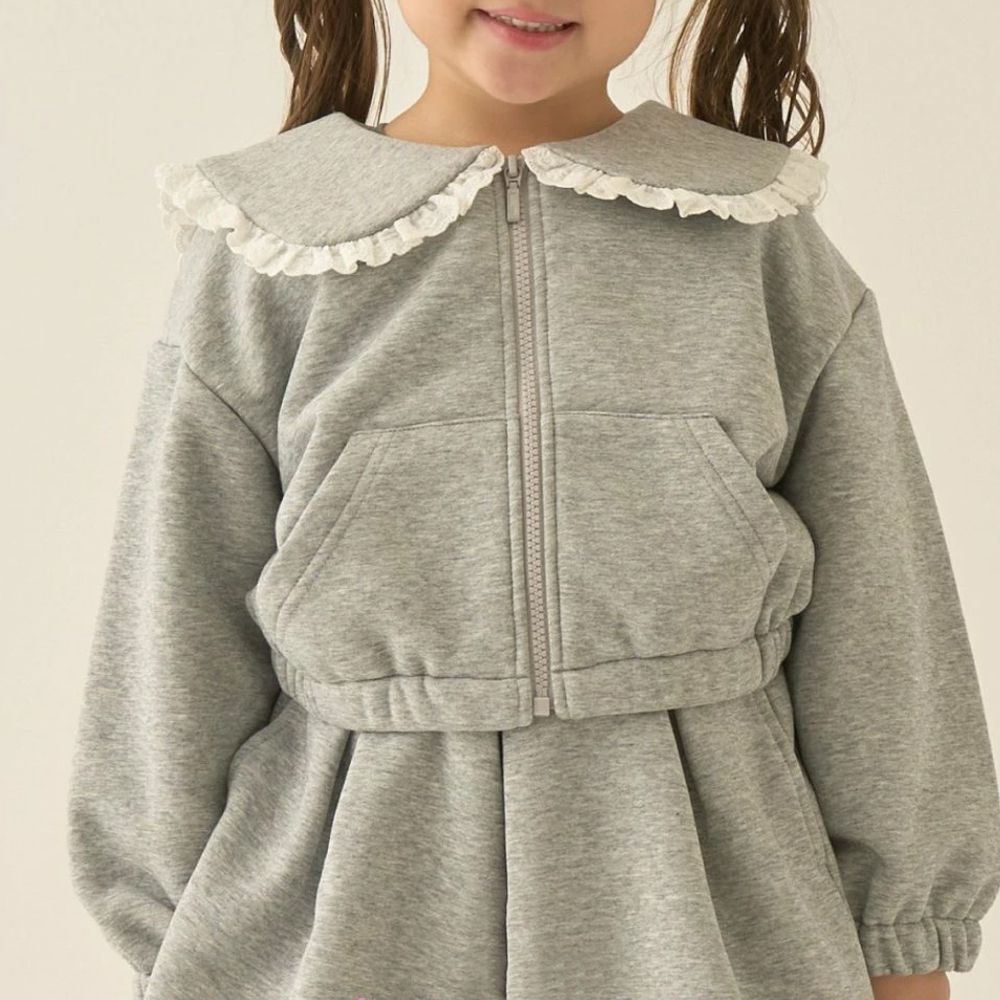可愛水手領荷葉邊外套-淺灰