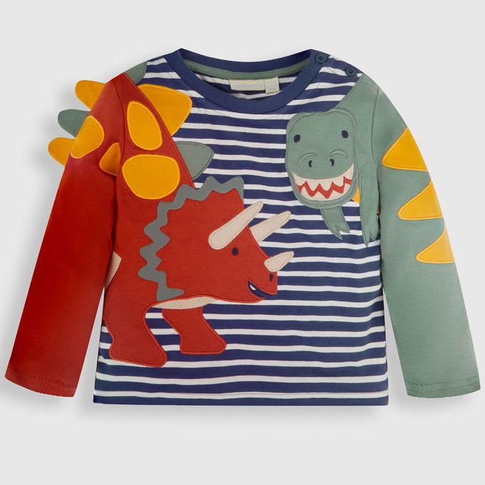 英國 JoJo Maman BeBe - 幼/兒童超優質100%純棉長袖上衣-恐龍朋友