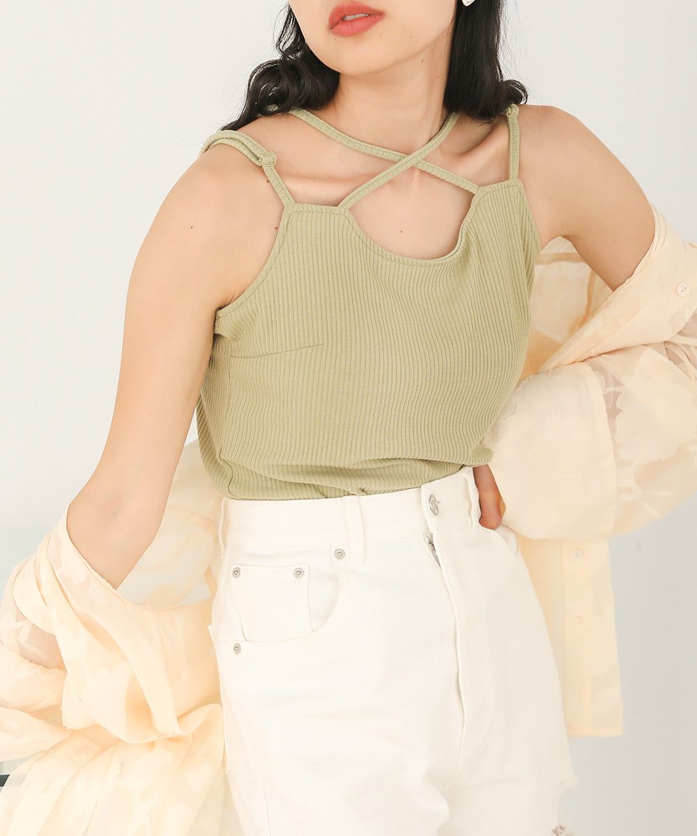 日本 Bab - 2WAY羅紋彈性內搭(附bra)-黑