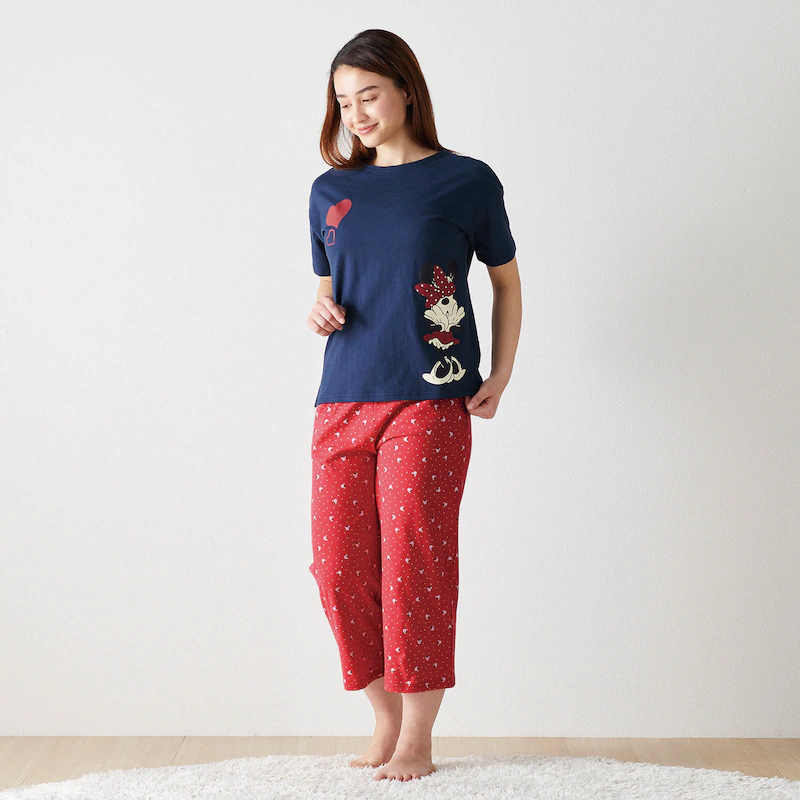 日本千趣會 - (媽媽) 迪士尼 純棉涼爽短袖家居服/睡衣-米奇衝浪-藍x灰藍