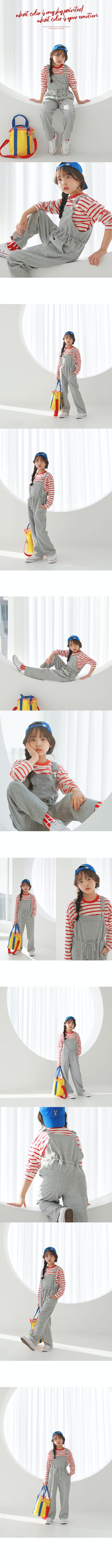 韓國 J KIDS - 好搭配條紋長袖上衣-粉X亮綠