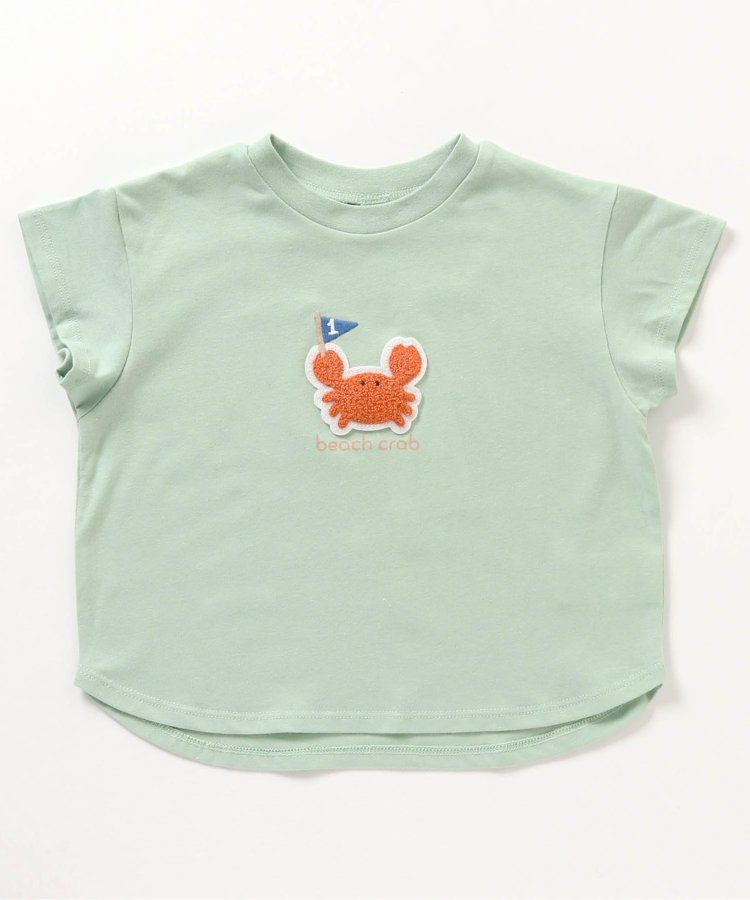 日本 apres les cours - 立體刺繡印花短袖上衣-冰棒-袖撞色