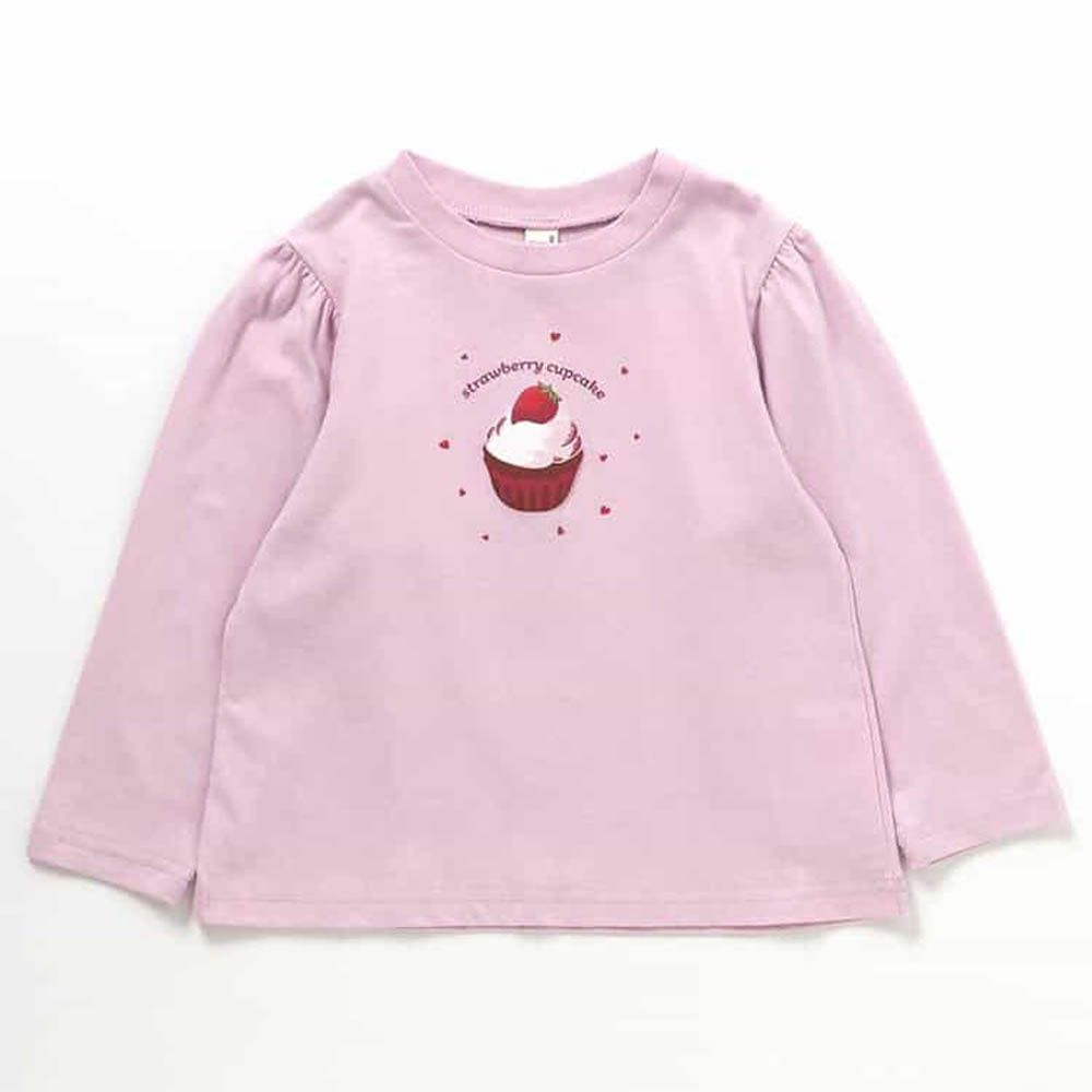 天天穿百搭印花長袖上衣-草莓小蛋糕-粉紅