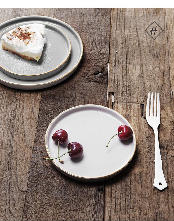 韓國 SSUEIM - LEED系列莫蘭迪陶瓷碗盤餐具14件組(粉+灰)