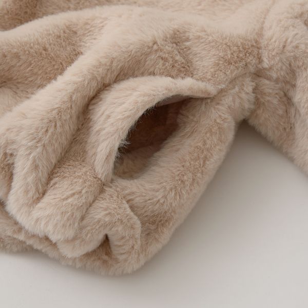 日本 Lycee mine - 泰迪熊蓬鬆感連帽外套-卡其米