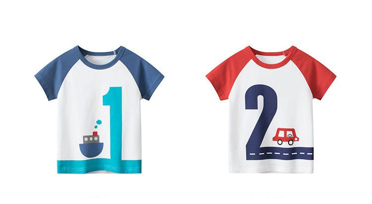 純棉短T-飛船5-白+深藍