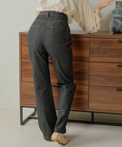 日本 Bou Jeloud - 丹寧修身美腿長褲-黑