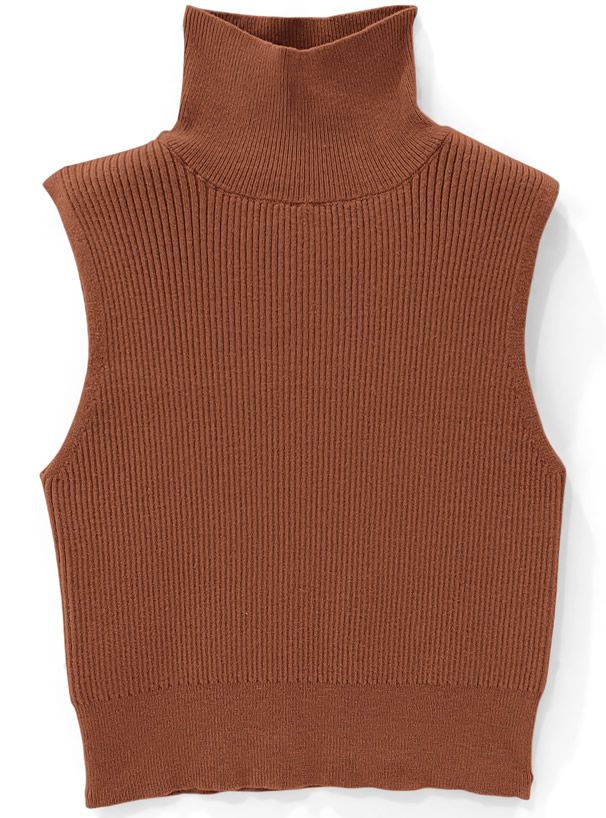 日本 GRL - 顯瘦高領針織背心/無袖上衣-春櫻粉