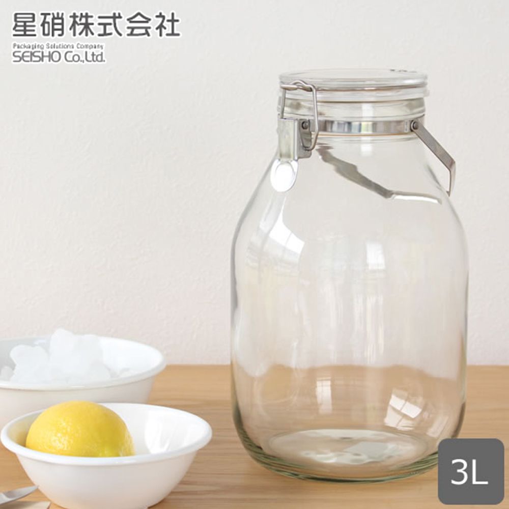 日本星硝SEISHO - 日本製 醃漬/梅酒密封玻璃保存罐3L(密封 醃漬 日本製 )